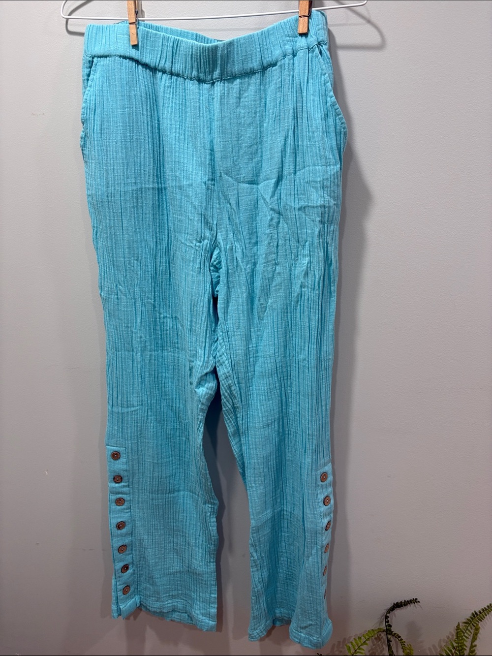 Lightweight Turquoise Button-Trim Lounge Pants. Chadwick’s. Brand new.